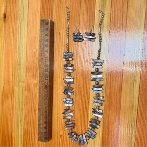 Abalone shell with silver accents Necklace and Earring Set